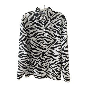 Vintage Lighthouse Point Zebra Print Blouse USA Made Size L